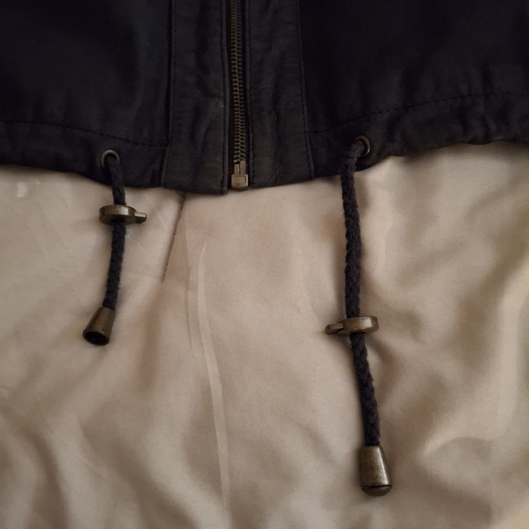 Vintage Winlit Navy and Brown Women's Suede And Leather Bomber Jacket - Picture 9 of 9